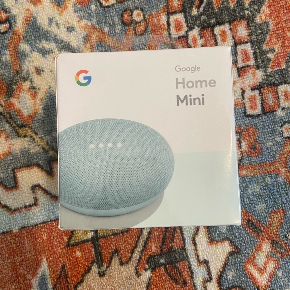 Unopened Aqua Google Home Mini